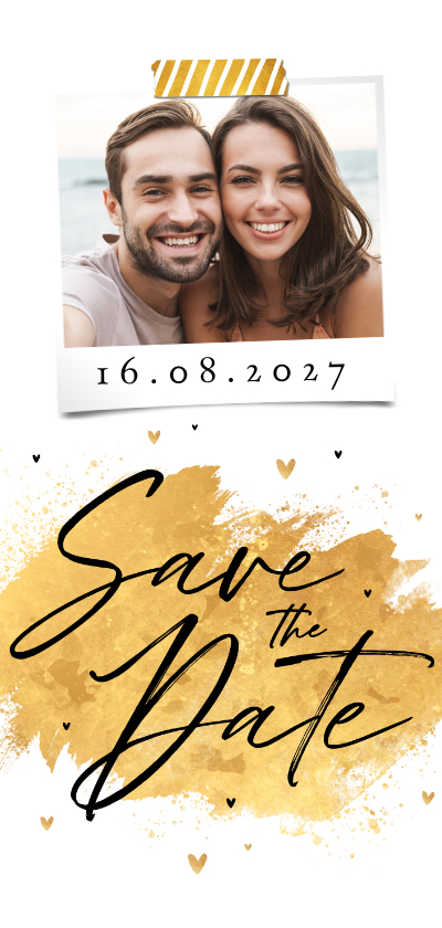 Hochzeitskarten - Hochzeitskarte Save-the-Date Goldlook