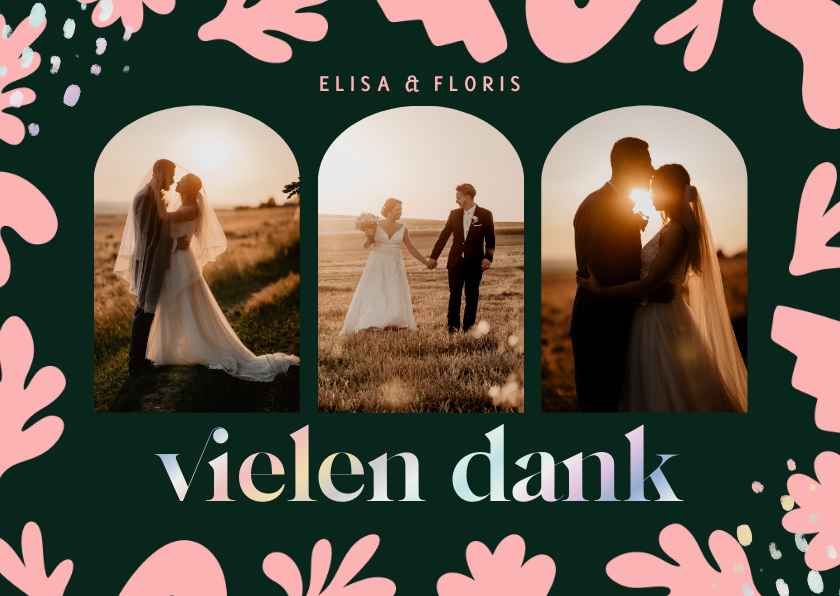 Hochzeitskarten - Hochzeitskarten-Dankeskarte abstrakte Blumen
