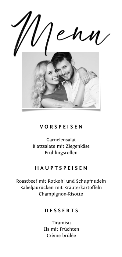 Hochzeitskarten - Hochzeitsmenü mit eigenem Foto und Unterwasserwelt