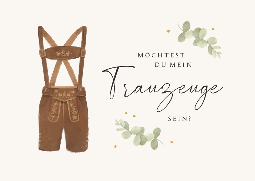 Hochzeitskarten - Karte Trauzeuge Trachtenhochzeit Lederhose