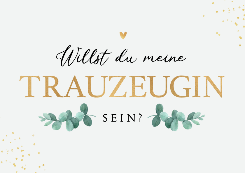 Hochzeitskarten - Karte Trauzeugin Eukalyptus