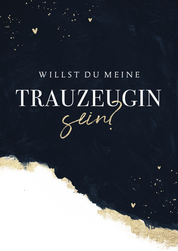 Hochzeitskarten - Karte 'Willst du meine Trauzeugin sein' Aquarell schwarzgold