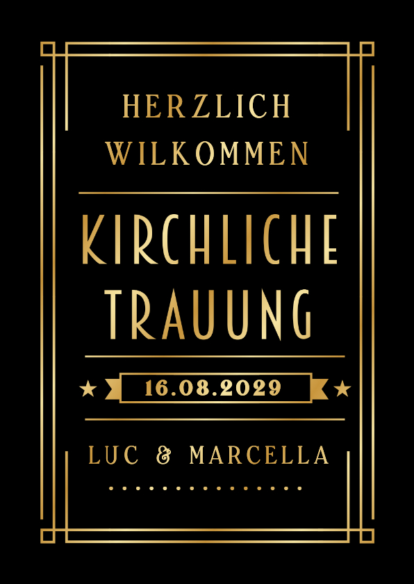 Hochzeitskarten - Kirchenheft Hochzeit Artdeco & Gold