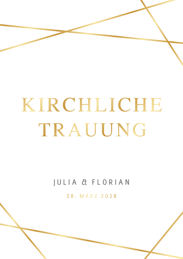 Hochzeitskarten - Kirchenheft Trauung Linienspiel gold