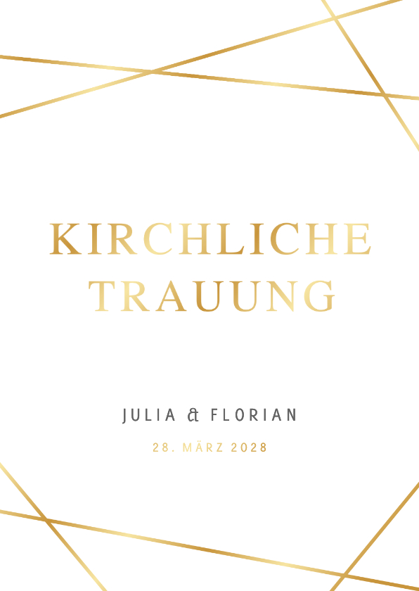 Hochzeitskarten - Kirchenheft Trauung Linienspiel gold