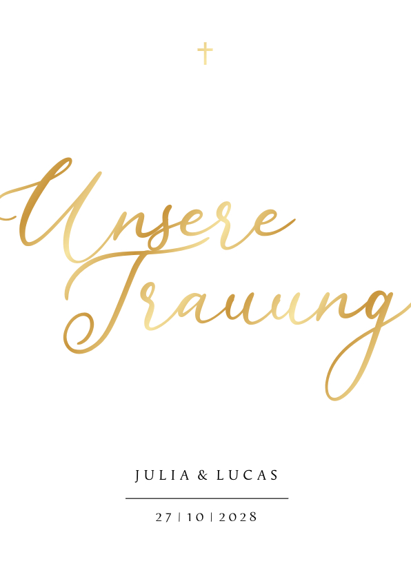 Hochzeitskarten - Kirchenheft Trauung Namen in Gold