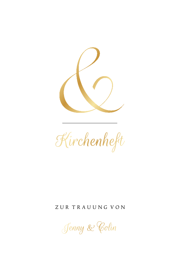 Hochzeitskarten - Kirchenheft zur Hochzeit Ampersand gold