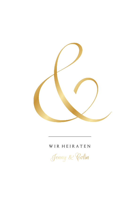 Hochzeitskarten - Klassische Einladung zur Hochzeit Ampersand gold