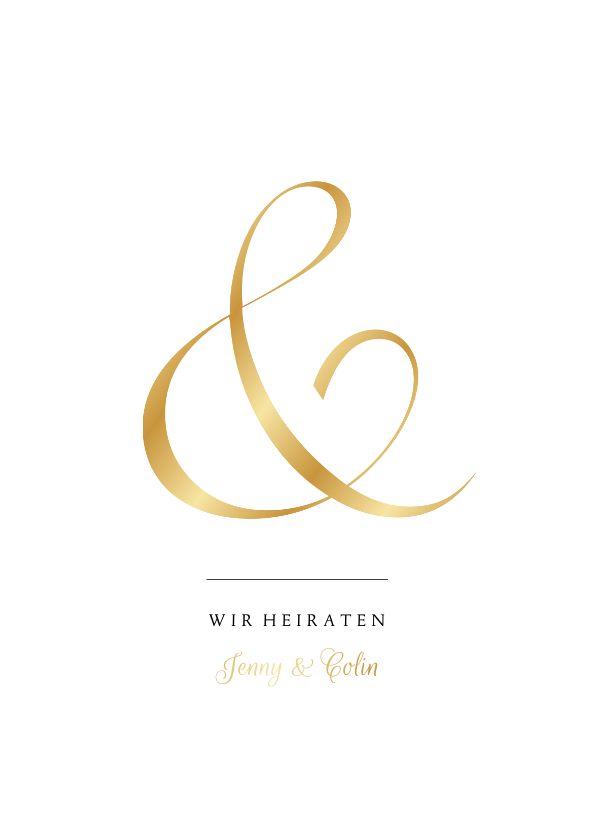 Hochzeitskarten - Klassische Einladung zur Hochzeit Ampersand gold