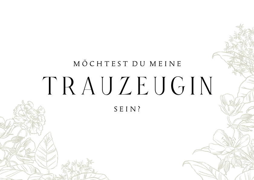 Hochzeitskarten - Klassische Karte Trauzeugin Blumendekor