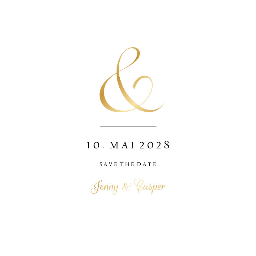 Hochzeitskarten - Klassische Save-our-Date-Karte Hochzeit gold Ampersand