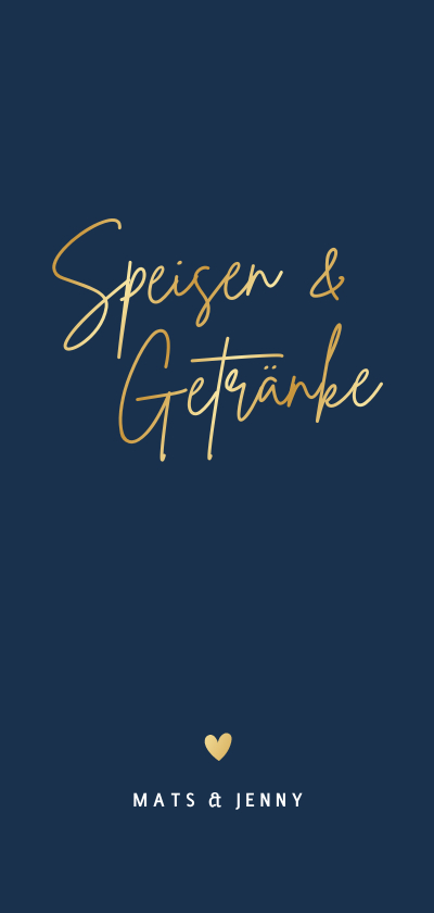 Hochzeitskarten - Menü- und Getränkekarte Hochzeit klassisch Dunkelblau