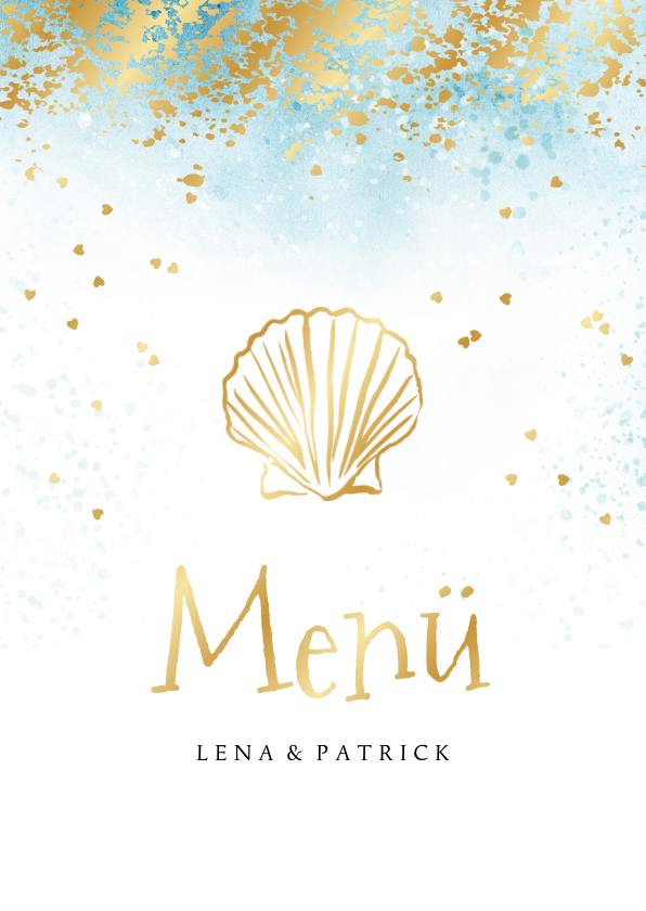 Hochzeitskarten - Menükarte Beachlook & Gold