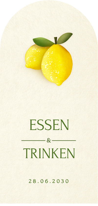 Menükarte Bogenform Zitronen Sommerhochzeit - Hochzeitskarten Hochzeitskarten - Menükarte Bogenform Zitronen Sommerhochzeit