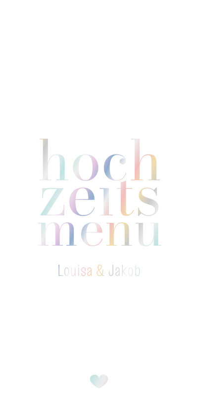 Hochzeitskarten - Menükarte Hochzeit holografisch