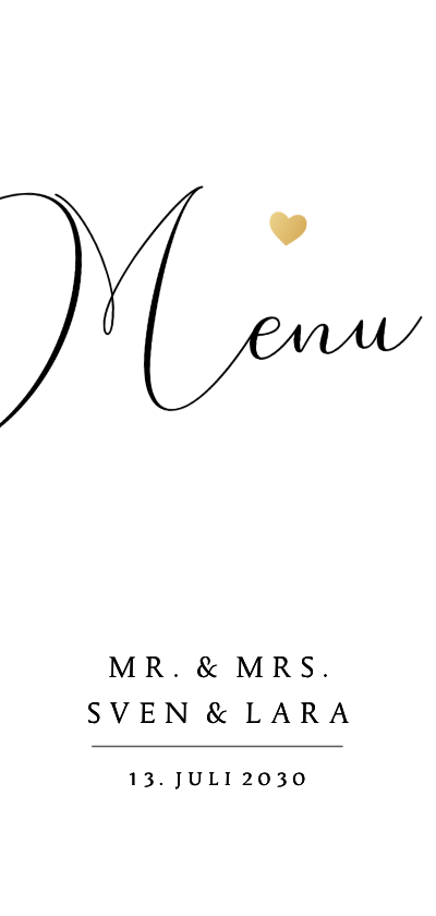 Menükarte schlicht Kalligrafie schwarz weiß - Hochzeitskarten Hochzeitskarten - Menükarte schlicht Kalligrafie schwarz weiß