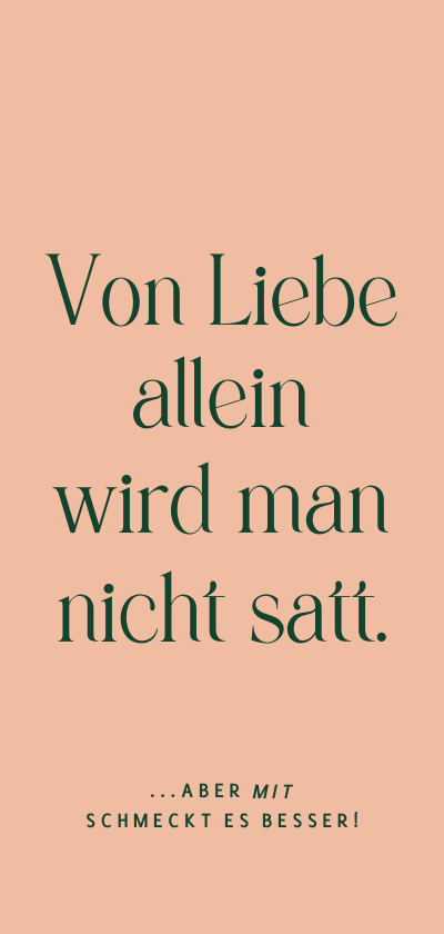 Hochzeitskarten - Menükarte witziger Spruch 'Liebe'