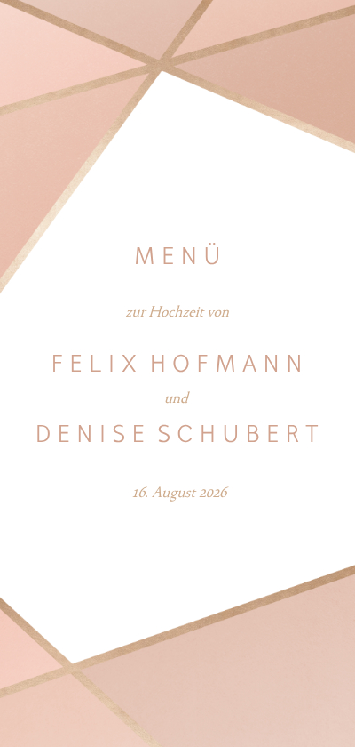 Menükarte zur Hochzeit geometrisch - Hochzeitskarten Hochzeitskarten - Menükarte zur Hochzeit geometrisch
