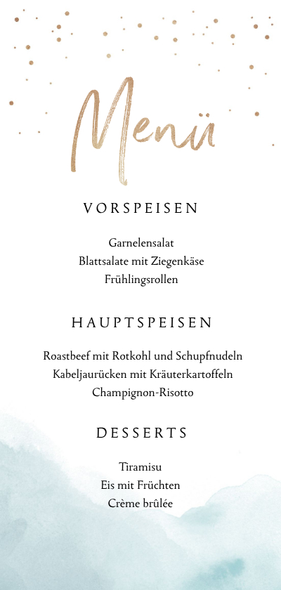 Hochzeitskarten - Menükarte zur Hochzeit Strandfeeling