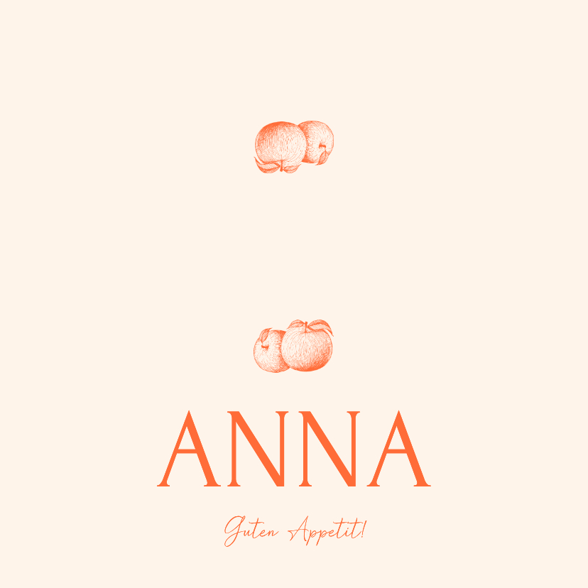 Hochzeitskarten - Namenskarte Hochzeit Orangen Line-Art