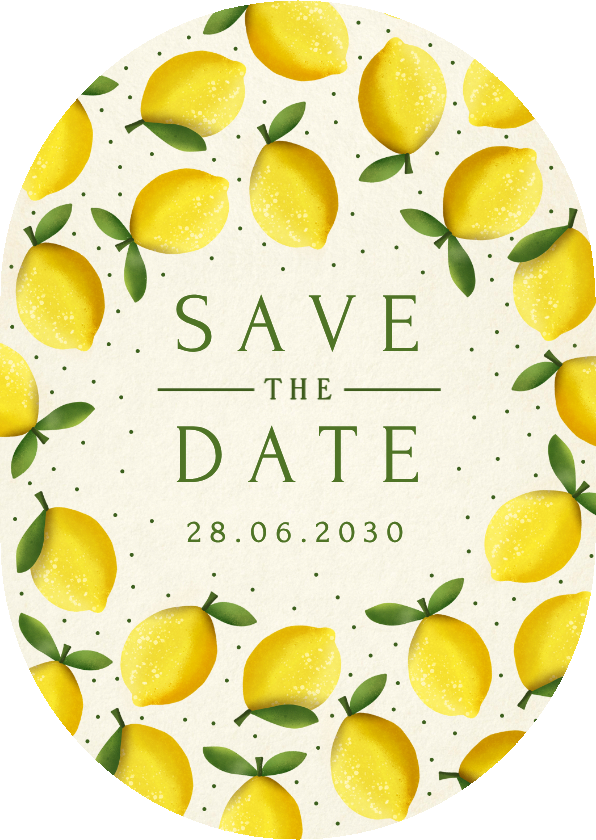 Hochzeitskarten - Ovale Save-the-Date-Karte Zitronen Sommer Hochzeit