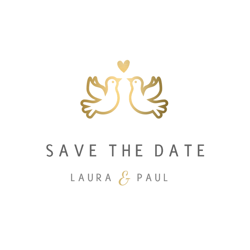 Hochzeitskarten - Runde Save-the-Date-Karte Hochzeit Tauben und Herz