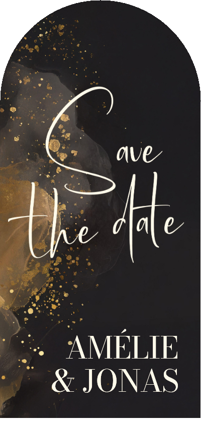 Save the Date Bogenkarte Wasserfarbe Grau Gold - Hochzeitskarten Hochzeitskarten - Save the Date Bogenkarte Wasserfarbe Grau Gold
