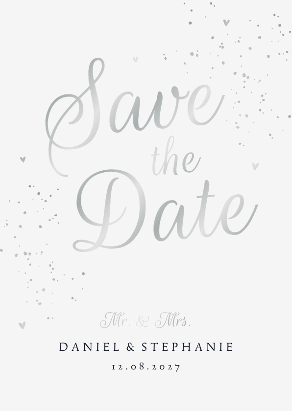 Hochzeitskarten - Save-the-Date-Hochzeitskarte Silberschrift