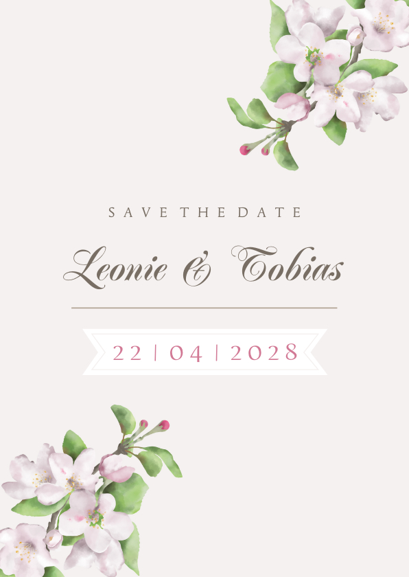 Hochzeitskarten - Save-the-Date-Karte Apfelblüte