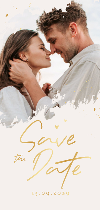Save-The-Date-Karte Goldschrift und Foto - Hochzeitskarten Hochzeitskarten - Save-The-Date-Karte Goldschrift und Foto