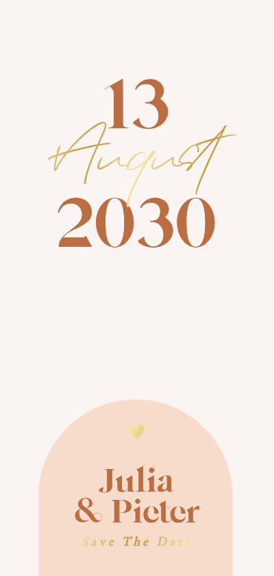 Hochzeitskarten - Save-the-Date-Karte grafisch Bogen modern Orange