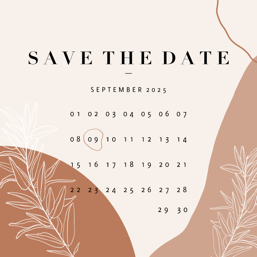 Hochzeitskarten - Save-the-Date-Karte Hochzeit Kalender filigrane Zweige