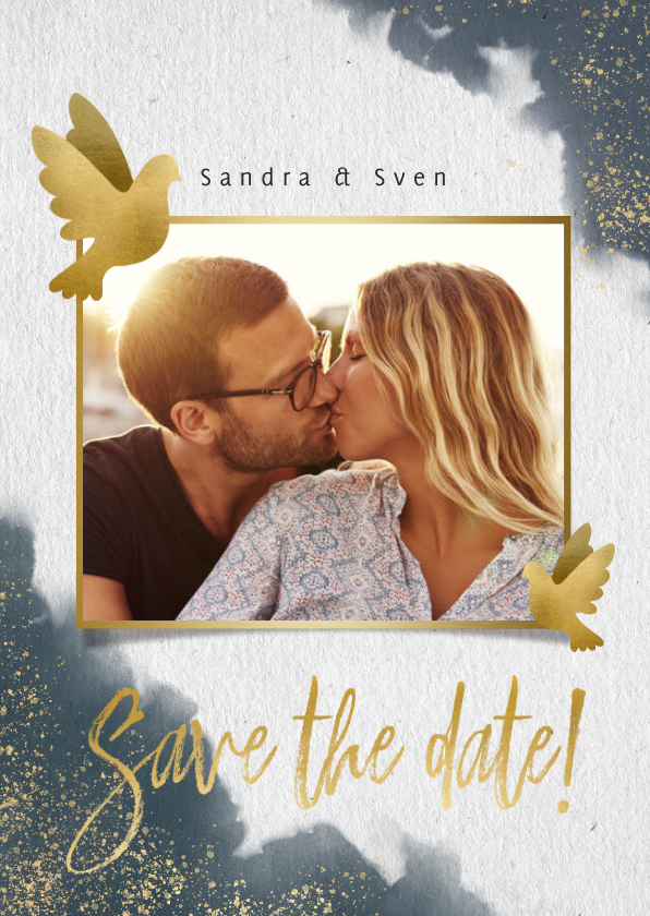 Hochzeitskarten - Save-the-Date-Karte Hochzeit mit Tauben & eigenem Foto