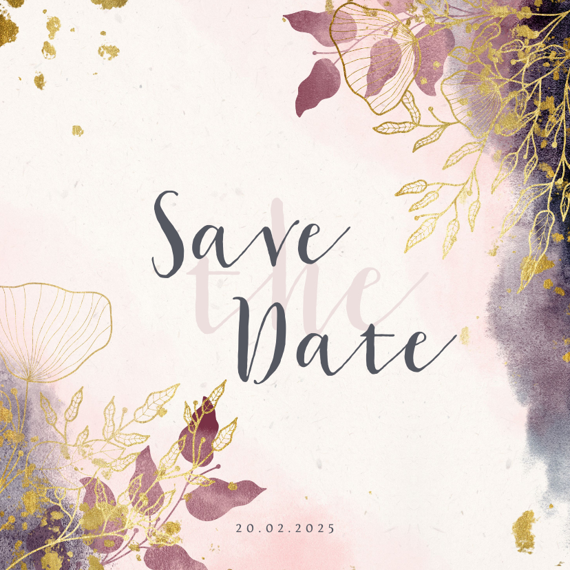 Hochzeitskarten - Save-the-Date-Karte Hochzeit rosa mit stilvollen Blumen
