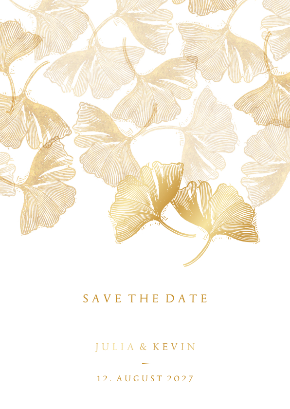 Hochzeitskarten - Save-the-Date-Karte Hochzeit Stempel & Ginkgoblätter