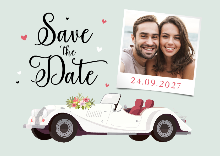 Save-the-Date-Karte Hochzeit Vintage Cabrio Oldtimer - Hochzeitskarten Hochzeitskarten - Save-the-Date-Karte Hochzeit Vintage Cabrio Oldtimer