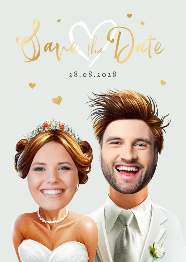 Hochzeitskarten - Save-the-Date-Karte lustige Porträts