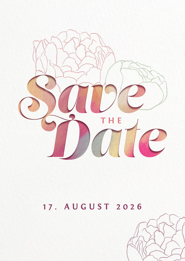 Save-the-Date-Karte mit Pfingstrosen - Hochzeitskarten Hochzeitskarten - Save-the-Date-Karte mit Pfingstrosen