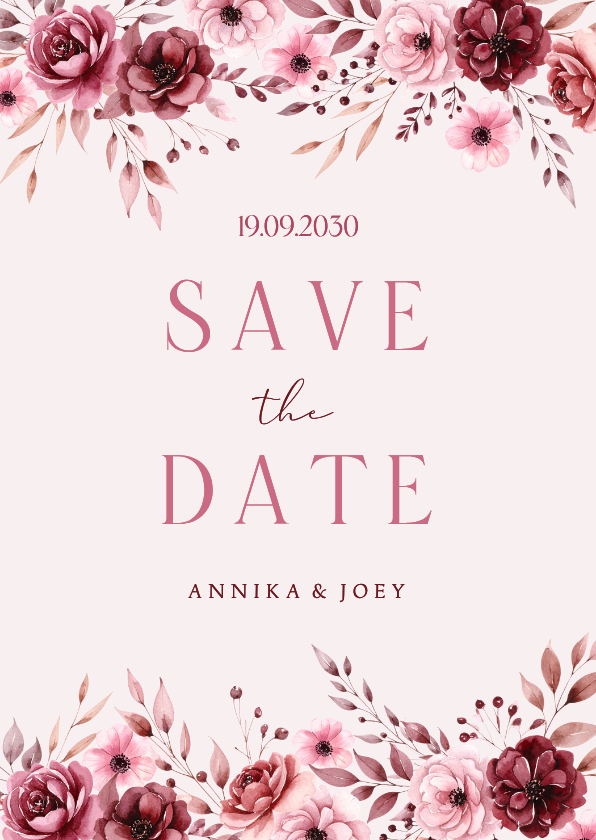 Save-the-Date-Karte rosa Rosengesteck - Hochzeitskarten Hochzeitskarten - Save-the-Date-Karte rosa Rosengesteck