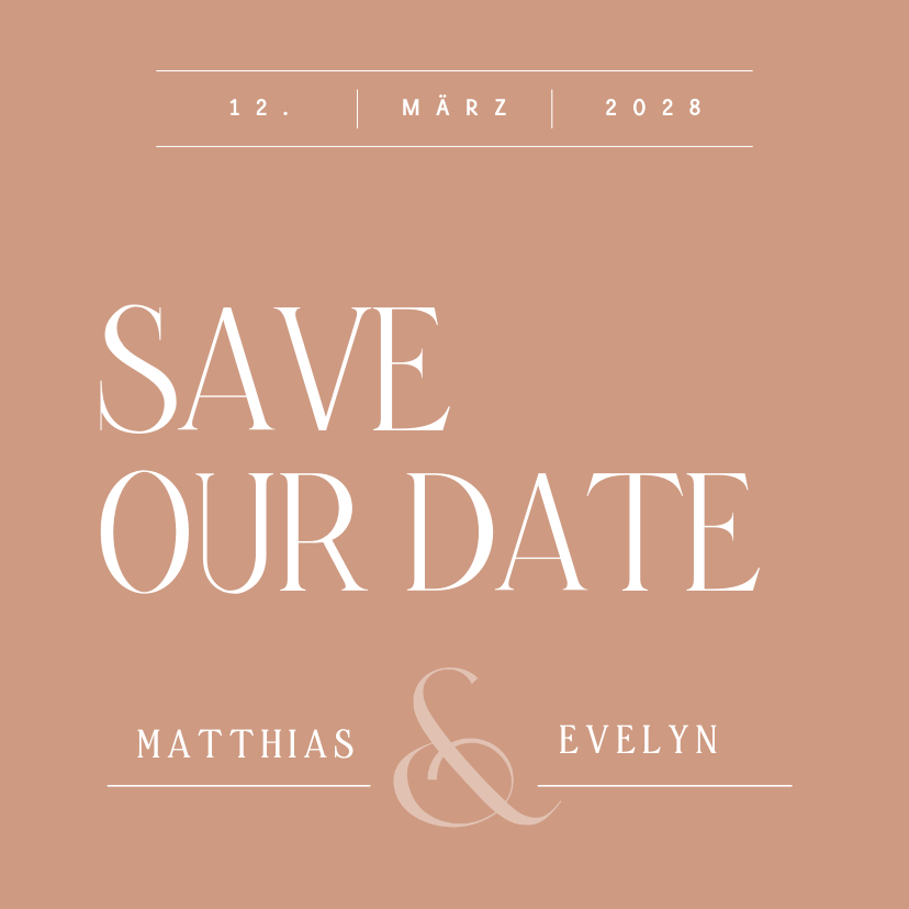 Hochzeitskarten - Save-the-Date-Karte typografisch