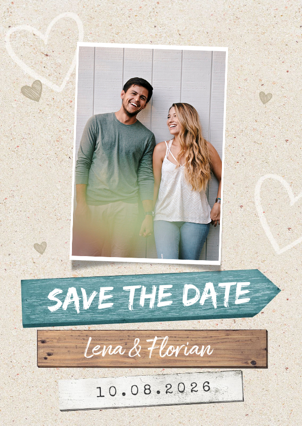 Hochzeitskarten - Save-the-Date-Karte Wegweiser Sommerfeeling