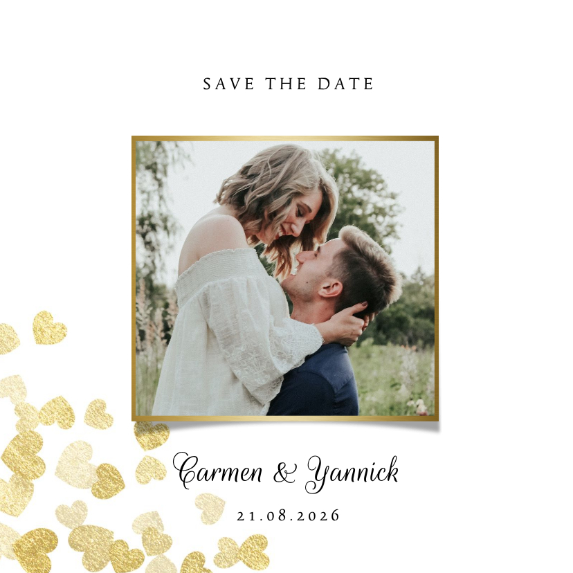 Hochzeitskarten - Save-the-Date-Karte zur Hochzeit Goldene Herzen
