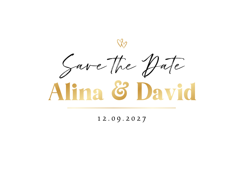 Hochzeitskarten - Save the Date Karte zur Hochzeit Goldschrift