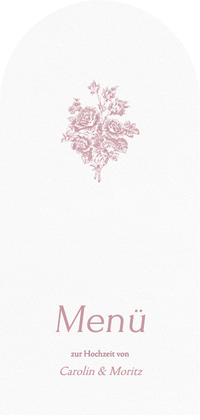 Speisekarte Bogenform romantische Rosen rosa Hochzeit - Hochzeitskarten Hochzeitskarten - Speisekarte Bogenform romantische Rosen rosa Hochzeit