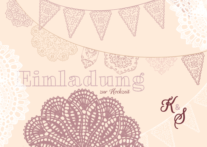 Hochzeitskarten - Spitze und Wimpel Hochzeitseinladung