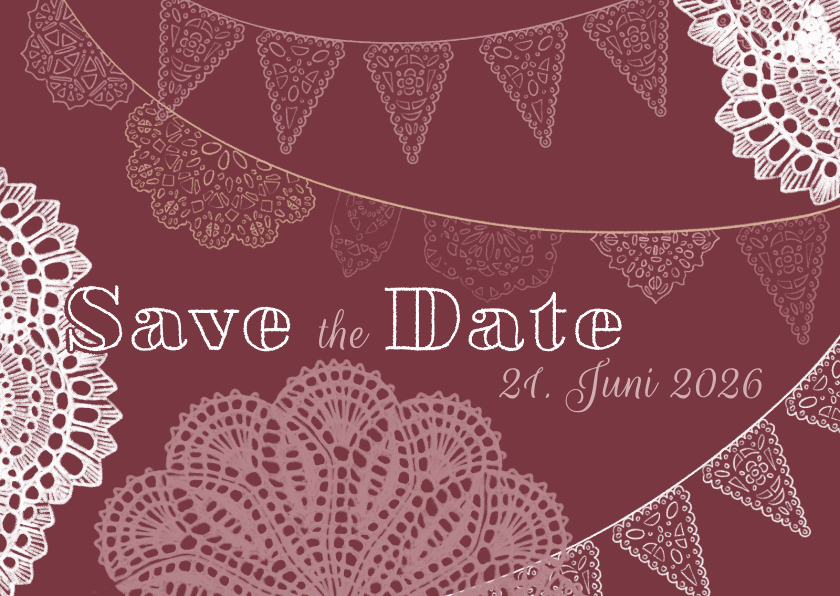 Hochzeitskarten - Spitze und Wimpel Save-the-Date-Karte