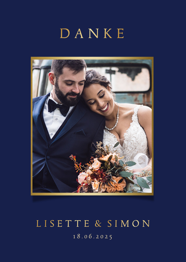 Stilvolle Danksagung zur Hochzeit mit eigenem Foto - Hochzeitskarten Hochzeitskarten - Stilvolle Danksagung zur Hochzeit mit eigenem Foto
