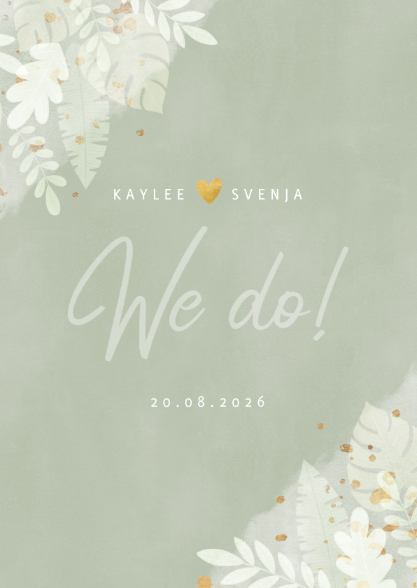 Stilvolle Hochzeitseinladung Dschungelblätter und Foto innen - Hochzeitskarten Hochzeitskarten - Stilvolle Hochzeitseinladung Dschungelblätter und Foto innen