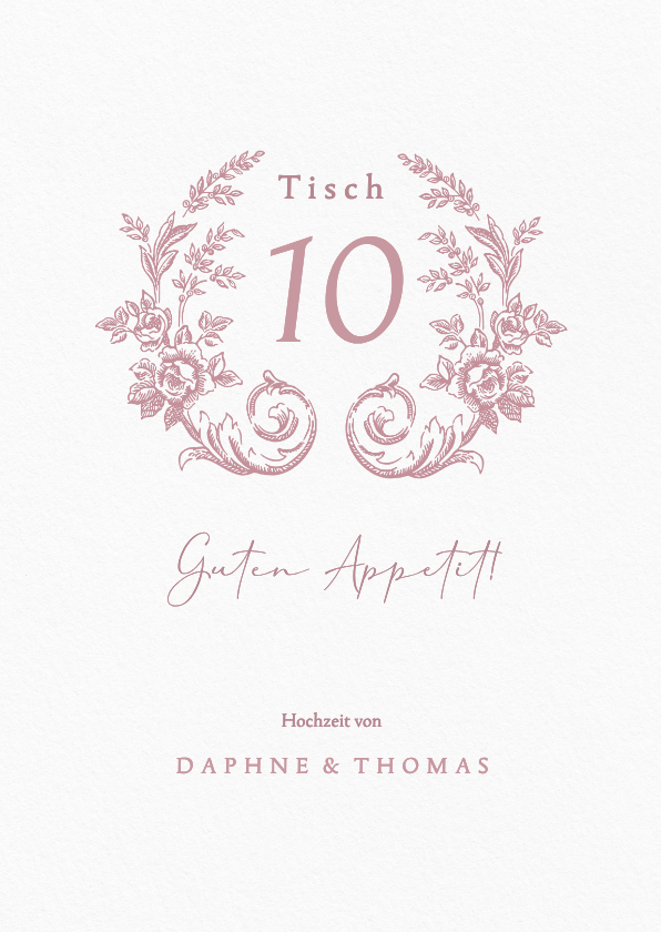 Tischnummer-Karte Englische Rosen romantisch rosa - Hochzeitskarten Hochzeitskarten - Tischnummer-Karte Englische Rosen romantisch rosa