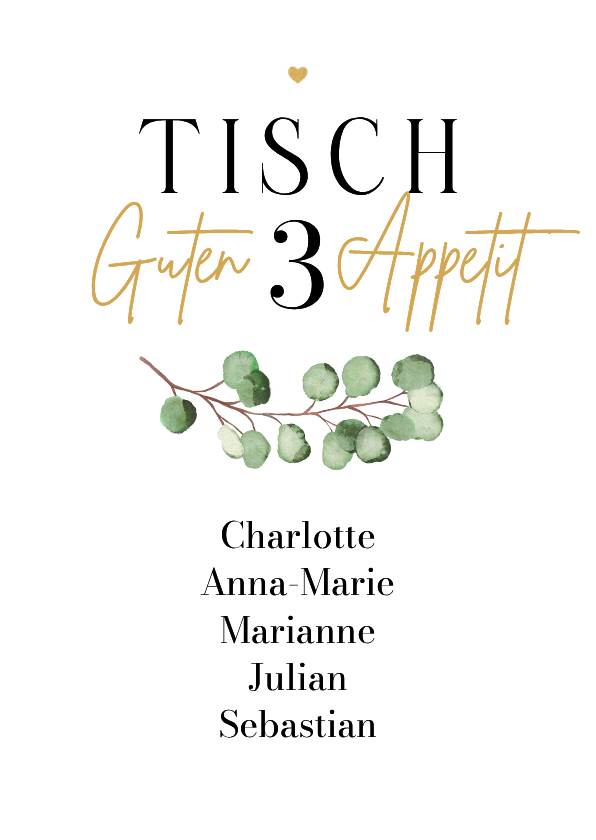 Tischnummerkarte Eukalyptuszweig Aquarell Tischgruppe - Hochzeitskarten Hochzeitskarten - Tischnummerkarte Eukalyptuszweig Aquarell Tischgruppe
